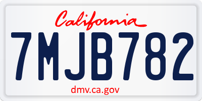 CA license plate 7MJB782