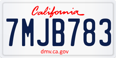 CA license plate 7MJB783