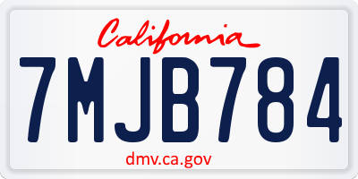 CA license plate 7MJB784