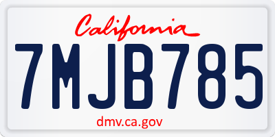 CA license plate 7MJB785