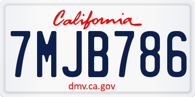 CA license plate 7MJB786