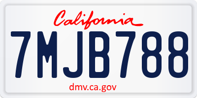CA license plate 7MJB788