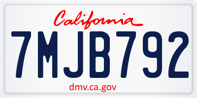 CA license plate 7MJB792