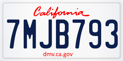 CA license plate 7MJB793