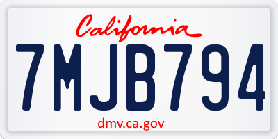 CA license plate 7MJB794