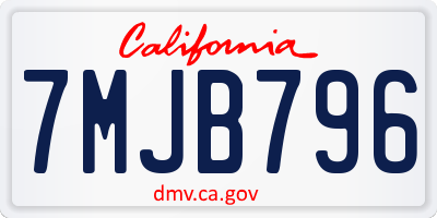CA license plate 7MJB796