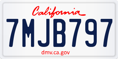 CA license plate 7MJB797