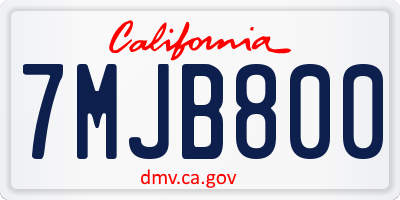CA license plate 7MJB800