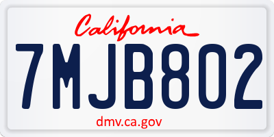 CA license plate 7MJB802