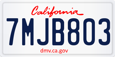 CA license plate 7MJB803