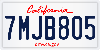 CA license plate 7MJB805