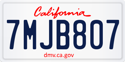 CA license plate 7MJB807