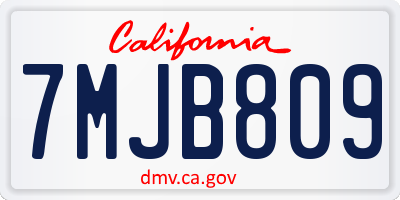 CA license plate 7MJB809