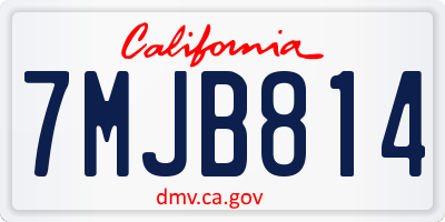 CA license plate 7MJB814