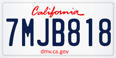 CA license plate 7MJB818
