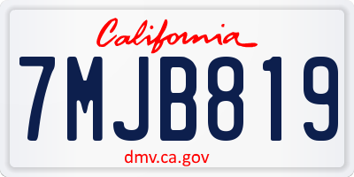 CA license plate 7MJB819