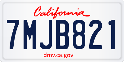 CA license plate 7MJB821