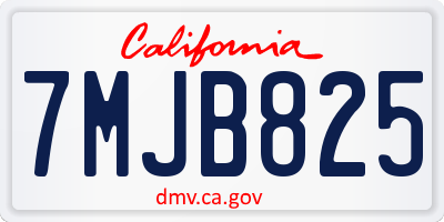 CA license plate 7MJB825