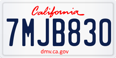 CA license plate 7MJB830