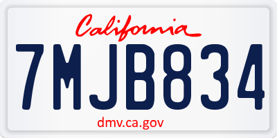 CA license plate 7MJB834