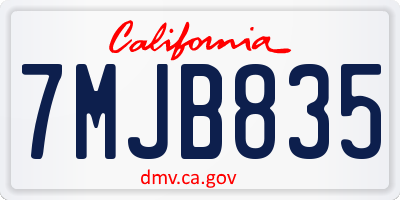 CA license plate 7MJB835