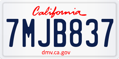 CA license plate 7MJB837