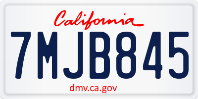 CA license plate 7MJB845
