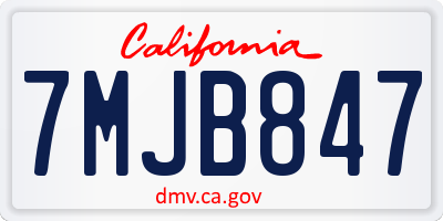 CA license plate 7MJB847