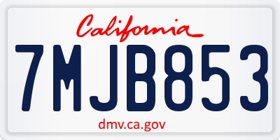 CA license plate 7MJB853