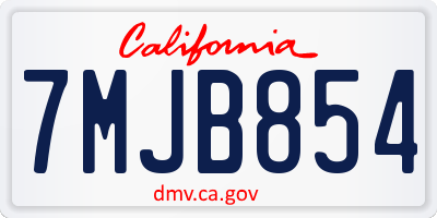 CA license plate 7MJB854