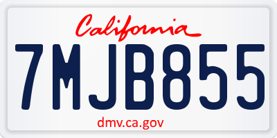 CA license plate 7MJB855