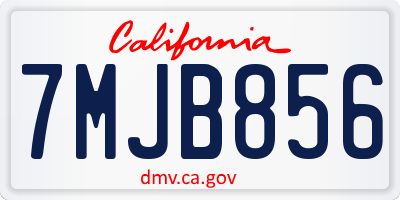 CA license plate 7MJB856
