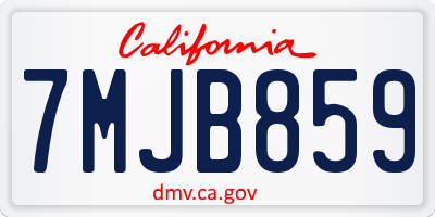 CA license plate 7MJB859