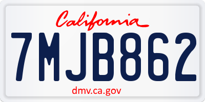 CA license plate 7MJB862