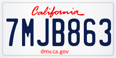 CA license plate 7MJB863