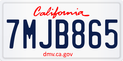 CA license plate 7MJB865