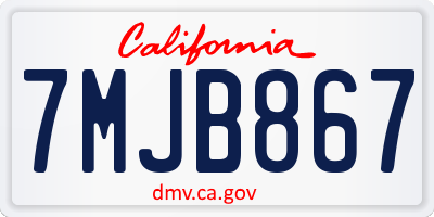 CA license plate 7MJB867