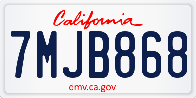 CA license plate 7MJB868