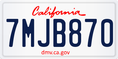 CA license plate 7MJB870