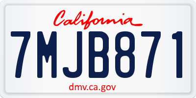 CA license plate 7MJB871