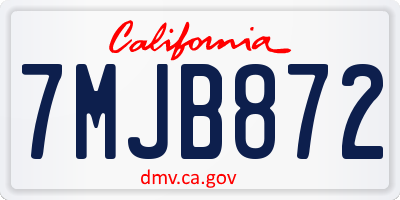 CA license plate 7MJB872
