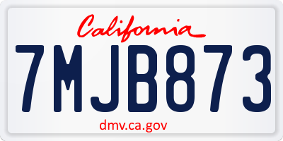 CA license plate 7MJB873