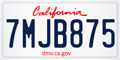 CA license plate 7MJB875