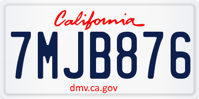 CA license plate 7MJB876