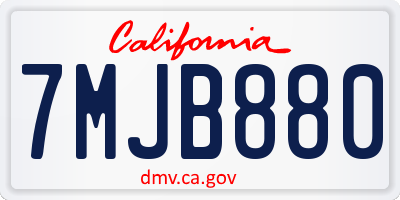 CA license plate 7MJB880