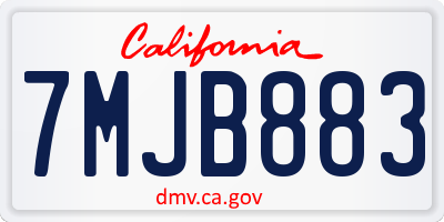 CA license plate 7MJB883