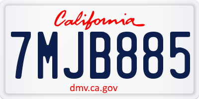 CA license plate 7MJB885