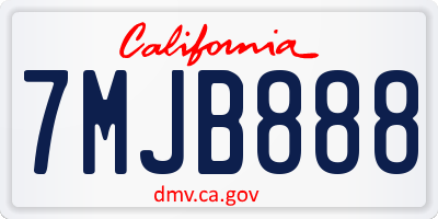 CA license plate 7MJB888