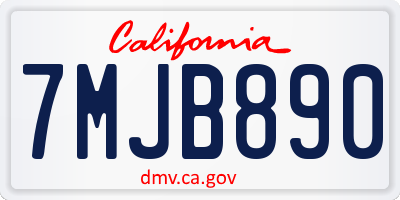 CA license plate 7MJB890