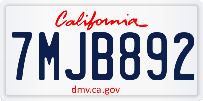 CA license plate 7MJB892